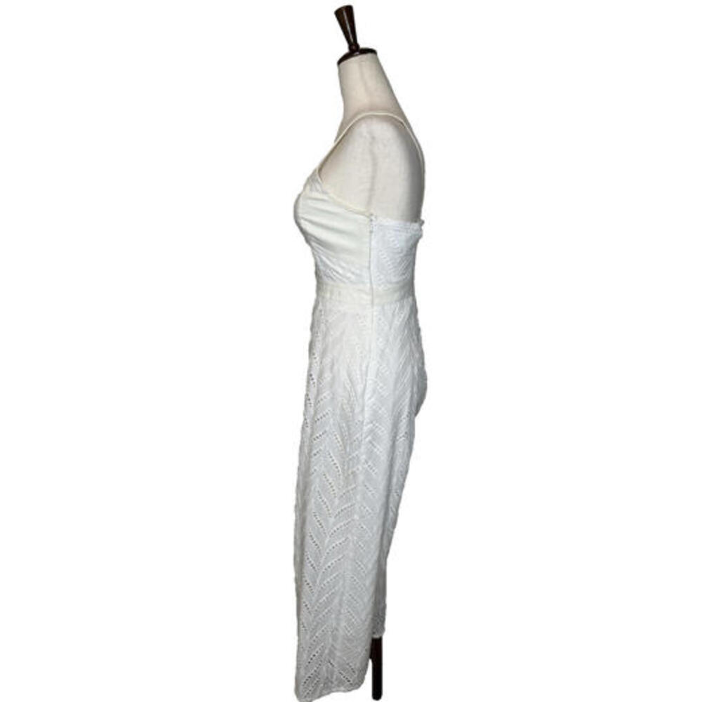 Anthropologie Ett:twa Womens Size 2 Alice Eyelet Jumpsuit White Ivory Crop Lined - Picture 3 of 9